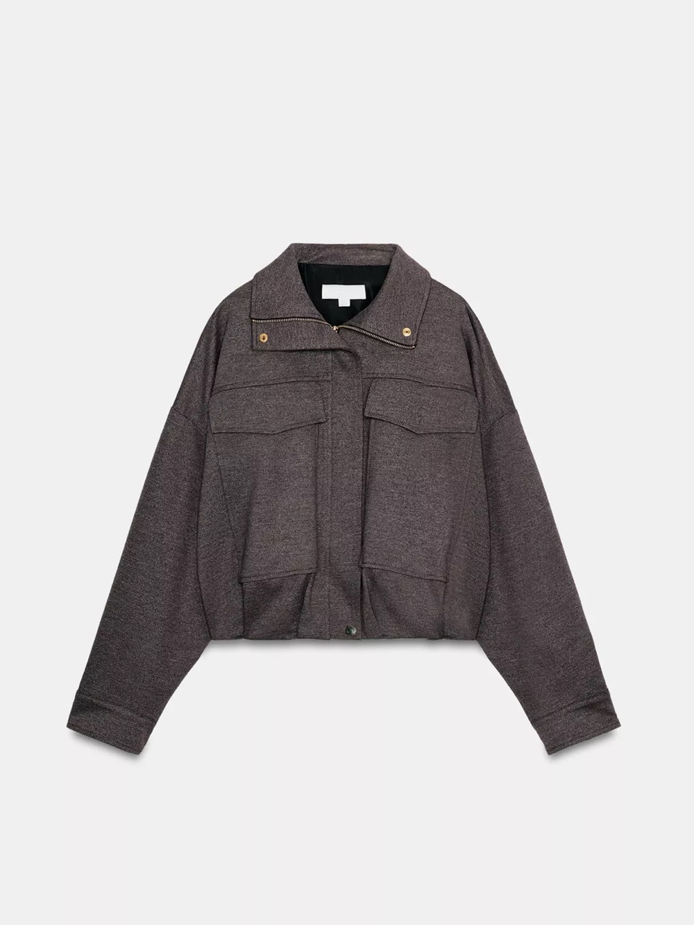 Zara High Collar Bomber Jacket | Brown Vigore